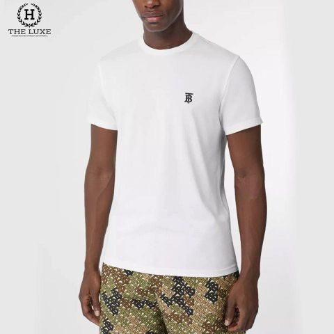  T-shirt Burberry Trắng Thêu TB Ngực 