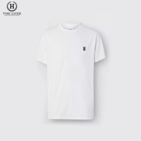  T-shirt Burberry Trắng Thêu TB Ngực 