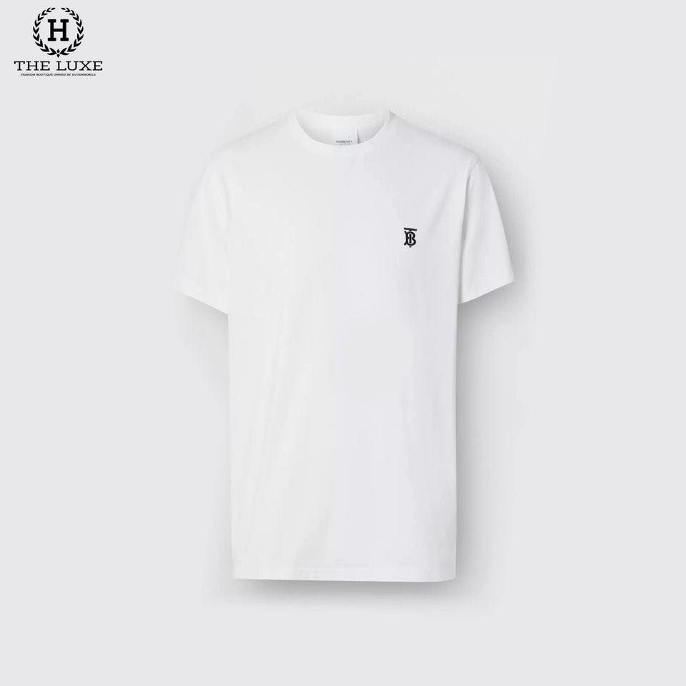 T-shirt Burberry Trắng Thêu TB Ngực