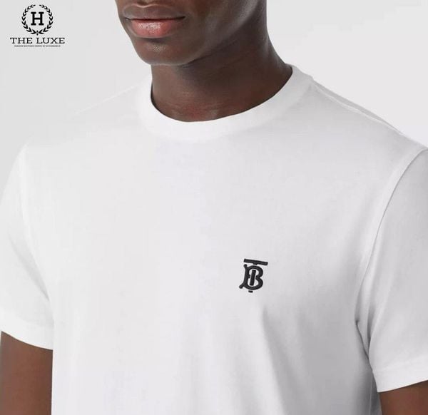 T-shirt Burberry Trắng Thêu TB Ngực