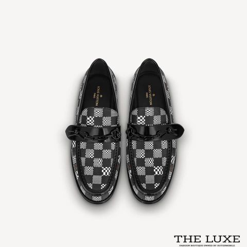  Loafer Louis Vuitton Major Damier Đen Trắng Tag Xích 