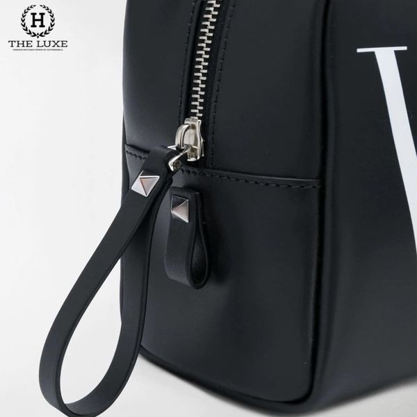 Washbag Valentino Đen Chữ VLTN Trắng