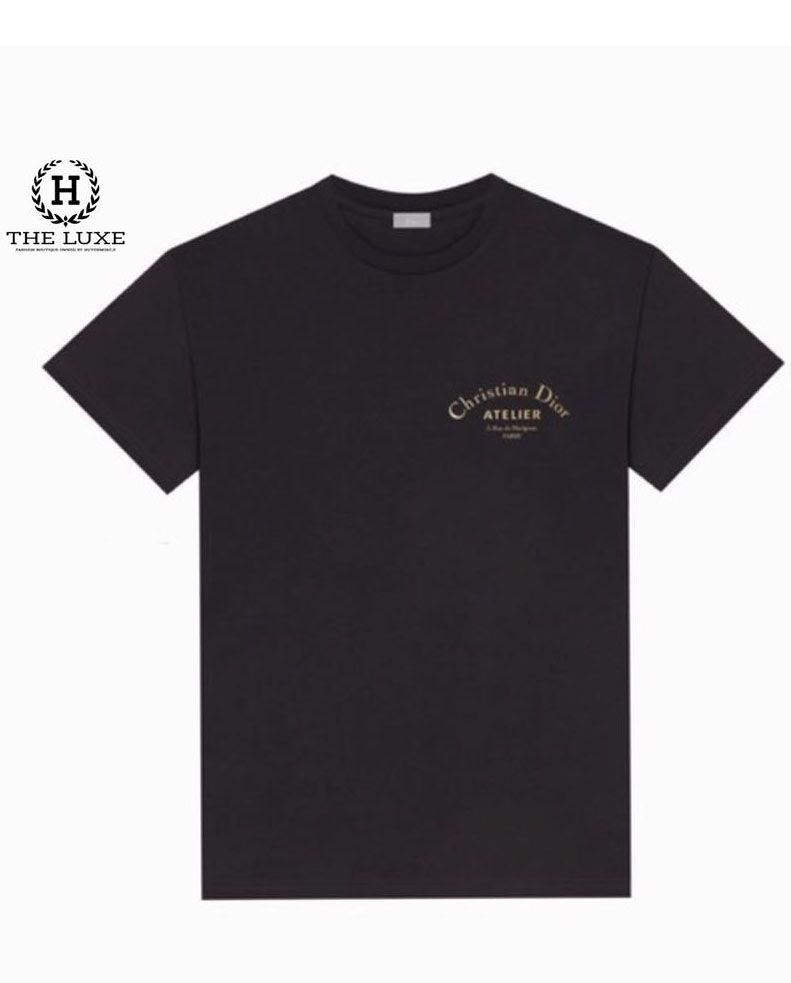 T - Shirt Dior đen chữ vàng ngực