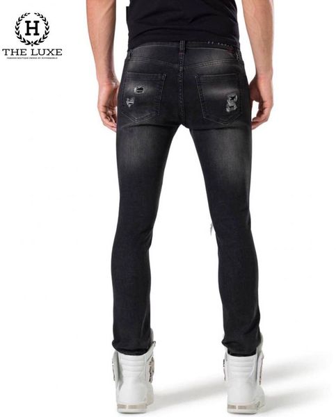 Jeans Philipp Plein màu lông chuột rách dáng Slim