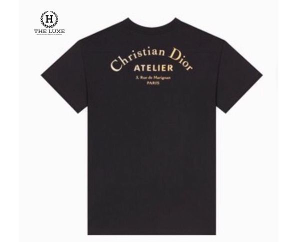 T - Shirt Dior đen chữ vàng ngực