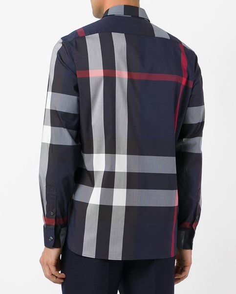 Sơ mi Burberry London England màu navy kẻ đỏ