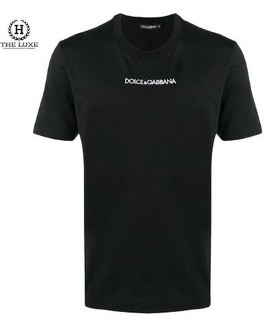  T - Shirt Dolce & Gabbana đen thêu chữ trắng ngực 