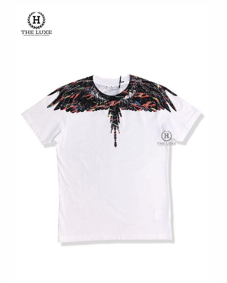 T-shirt Marcelo Burlon Trắng Cánh Chim Nhiều Màu