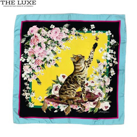  Khăn Lụa Dolce & Gabbana Flower Cat 