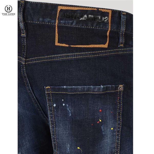 Quần Short Jeans Dsquared2 Xanh Rách Vảy Sơn