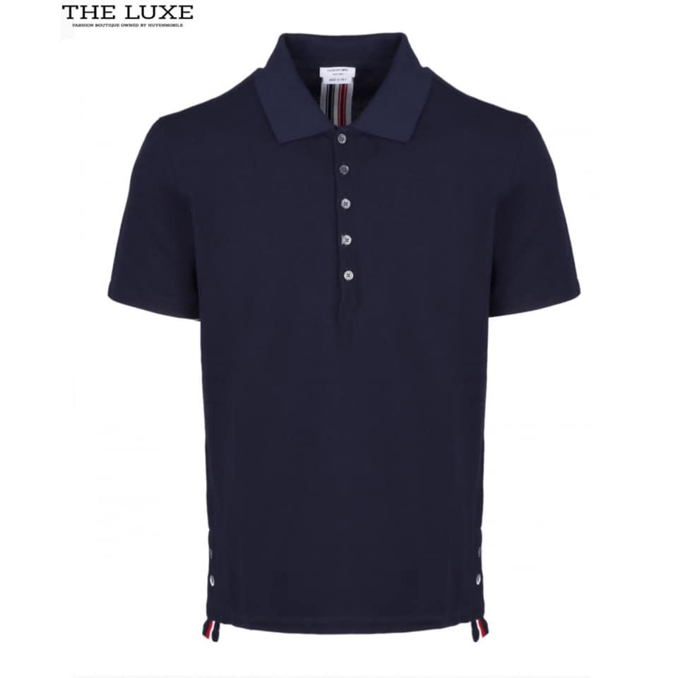 Polo Thom Browne Xanh Navy Vạt Khuy