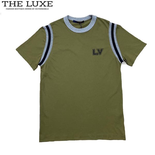 Tshirt Louis Vuitton Xanh Rêu Tag Ngực Viền Vai