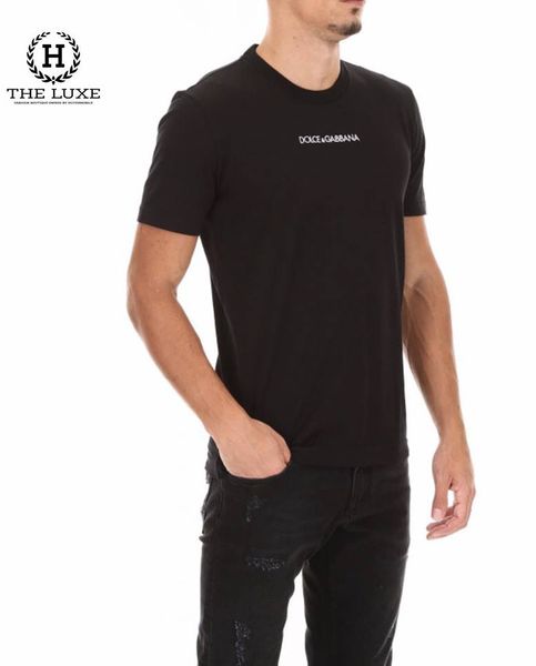 T - Shirt Dolce & Gabbana đen thêu chữ trắng ngực