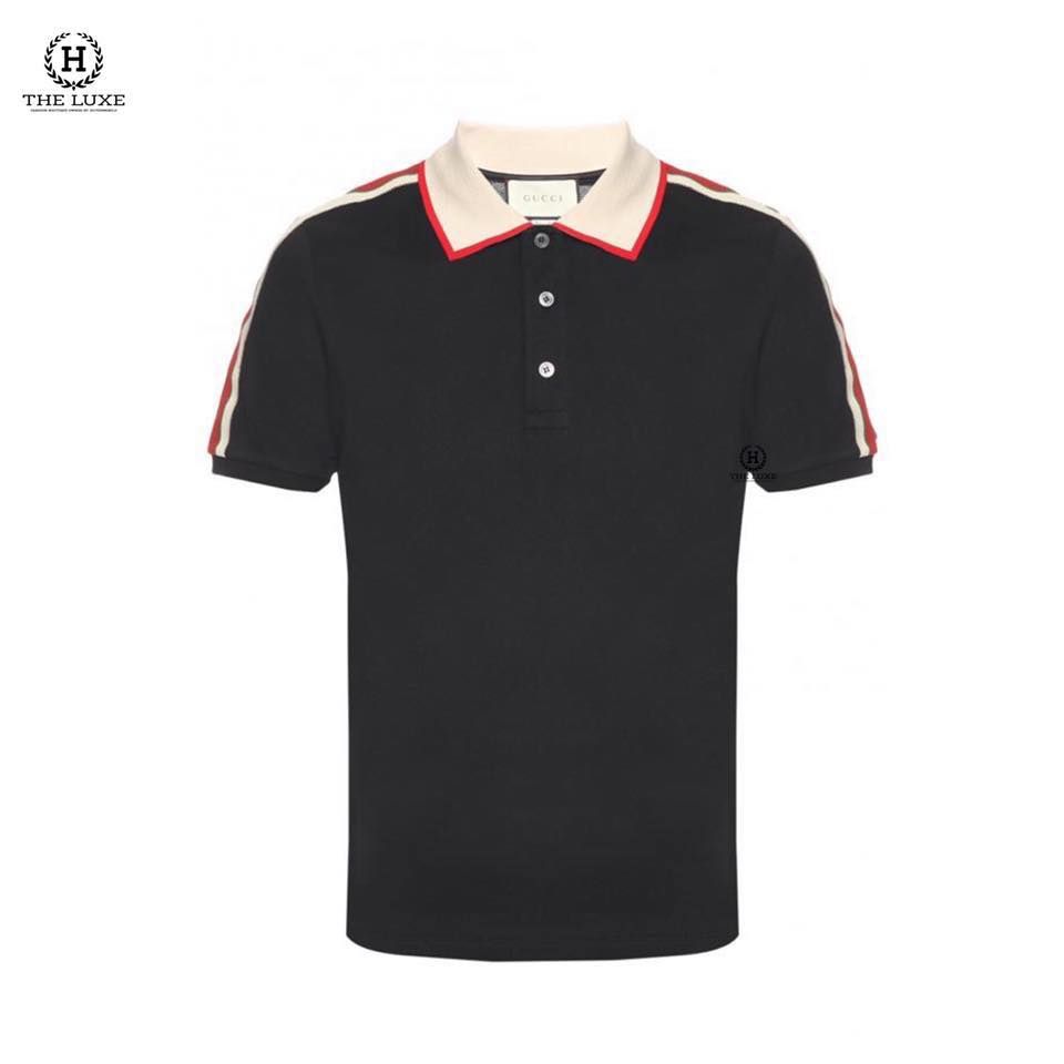 Polo Gucci Đen Chữ Cầu Vai