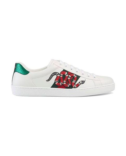 Sneaker Gucci trắng thêu Rắn