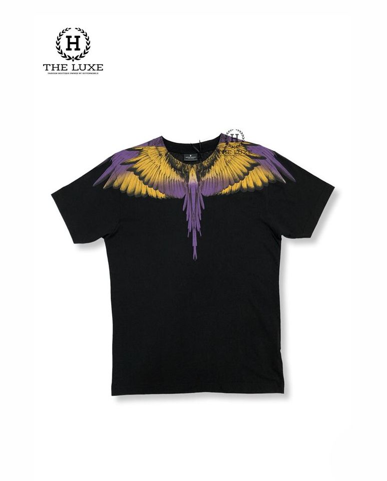 T-shirt Marcelo Burlon Đen Canh Chim Tím Vàng