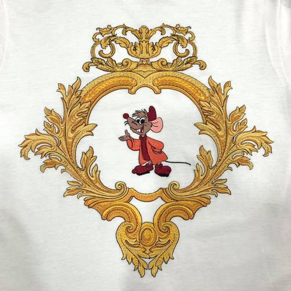 Tshirt Versace Trắng Thêu Họa Tiết Disney