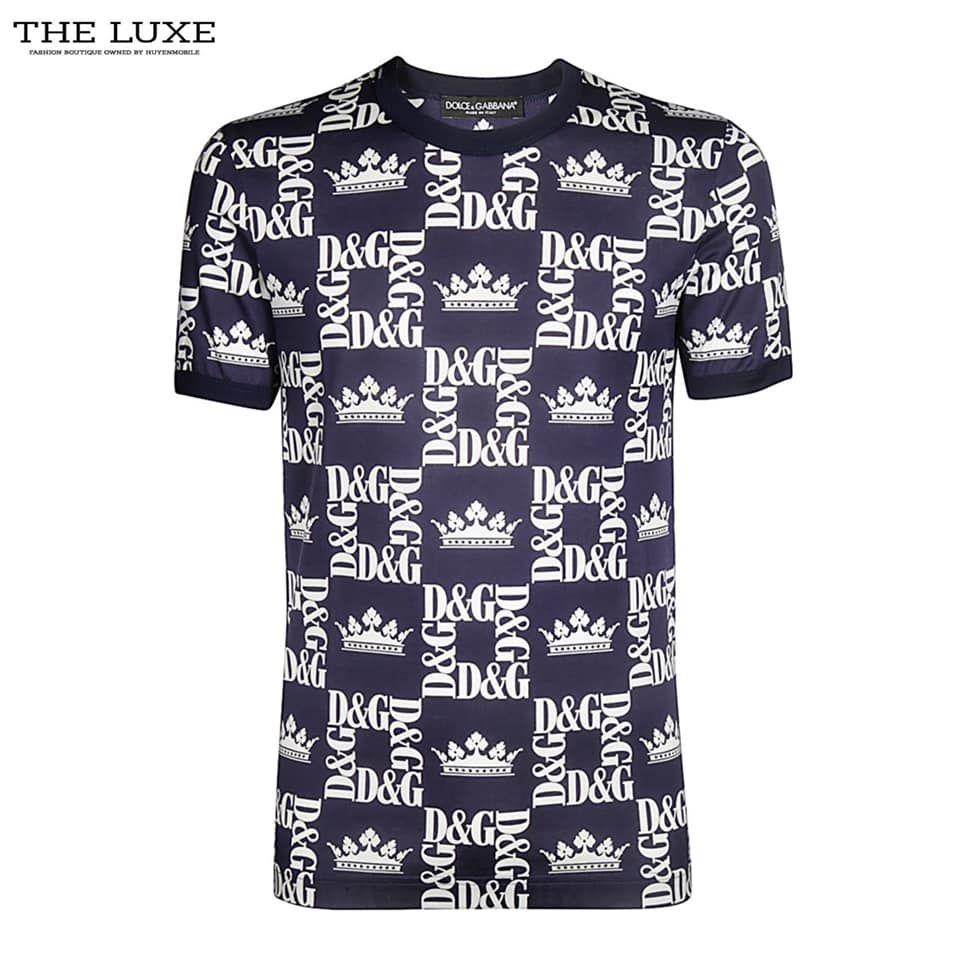 Áo Tshirt Dolce Xanh Navy Họa Tiết DG