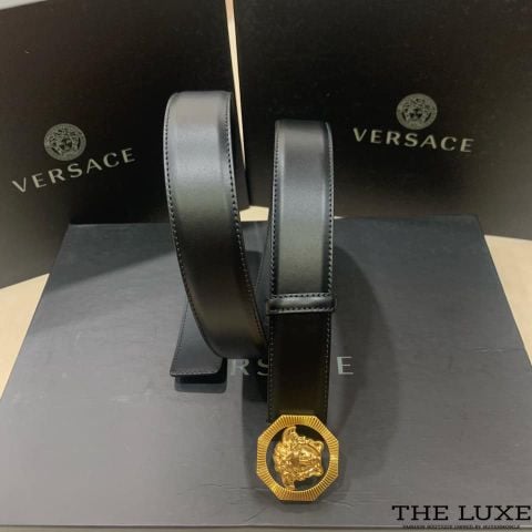  Belt Versace Đen Logo Vàng 