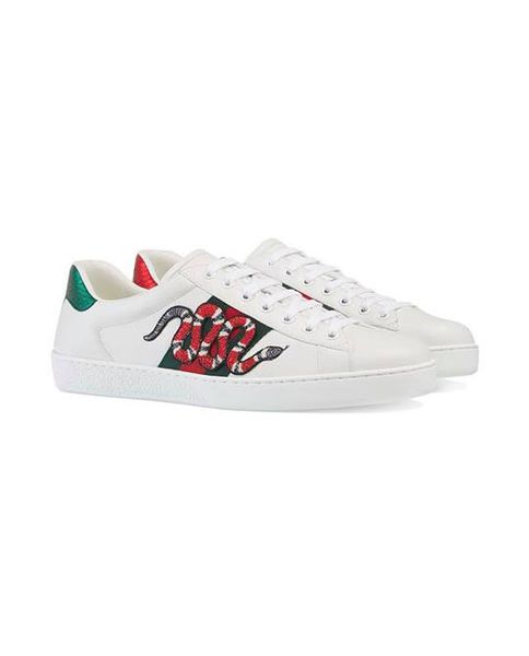 Sneaker Gucci trắng thêu Rắn