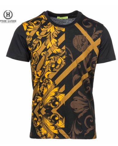  T-Shirt Versace Jean đen họa tiết vàng 