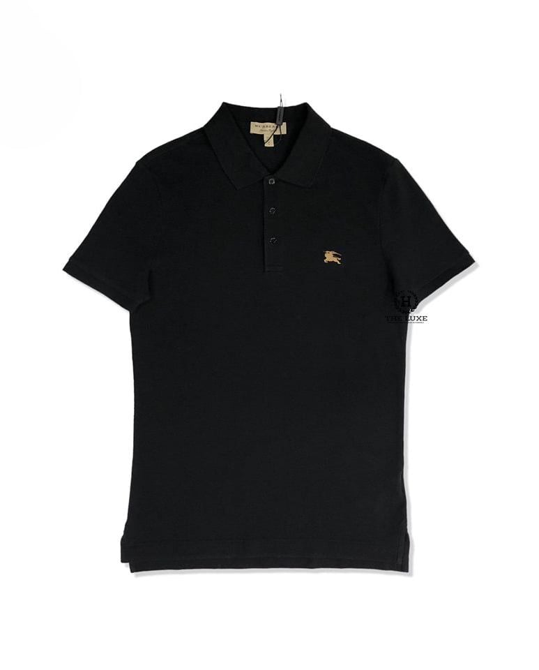 Polo Burberry đen logo ngựa sắt vàng – TheLuxe