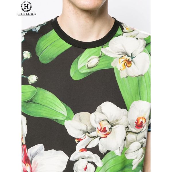 T-Shirt Dolce Gabbana Đen Xanh Họa Tiết Hoa Lá