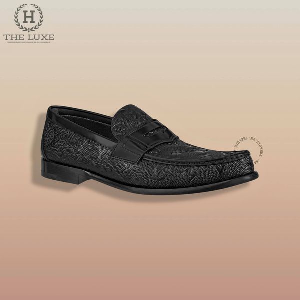 Loafer Louis Vuitton Share Da Đen Sần Vân Mono