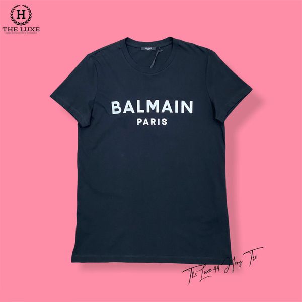 T-shirt Balmain Đen Chữ Trắng