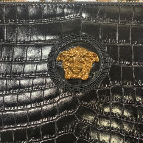  Clutch VERSACE Đen Mỏng Tag Vàng 