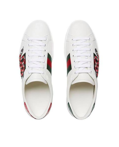 Sneaker Gucci trắng thêu Rắn