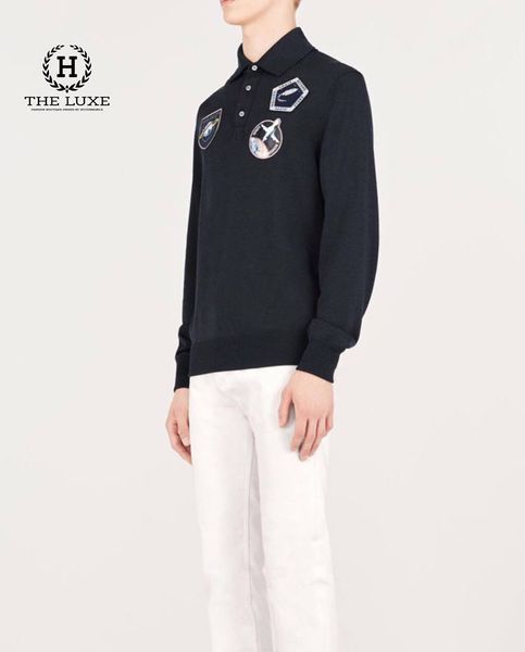 Polo Len Louis Vuitton dài tay navy Limited new season 2019