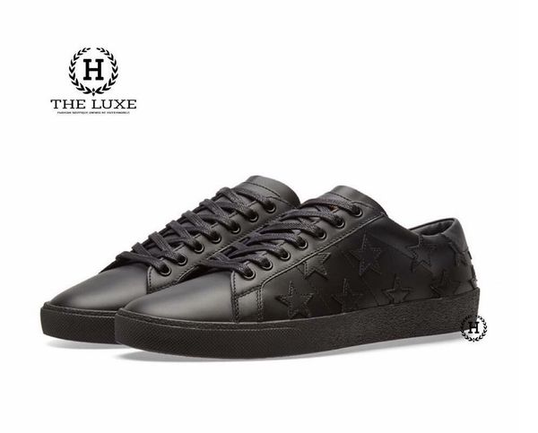 Saint Laurent Black Leather Stars Court Classic Sneakers