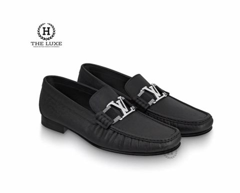  Loafer Louis Vuitton Montecarlo Taiga Đen Vạt Đen Ghi 