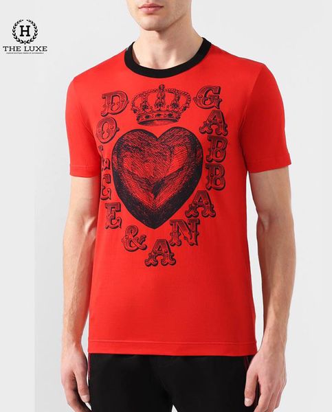 T-Shirt Dolce & Gabbana đỏ tim đen Vương miệng