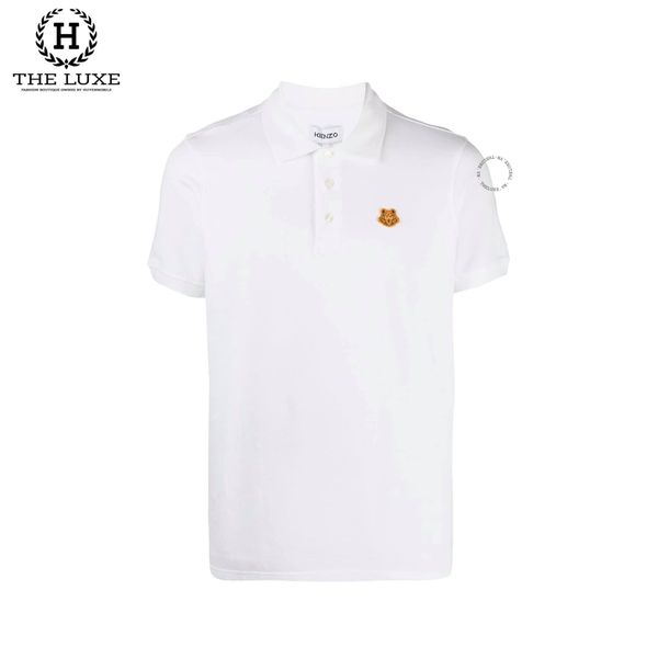 Polo KENZO Trắng Tag Ngực Cam