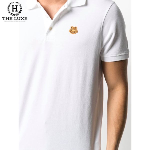 Polo KENZO Trắng Tag Ngực Cam