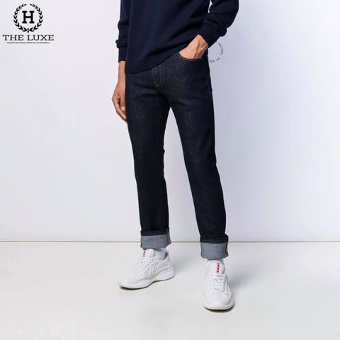  Quần Jeans Fendi Xanh Logo Túi Sau Tag Da 