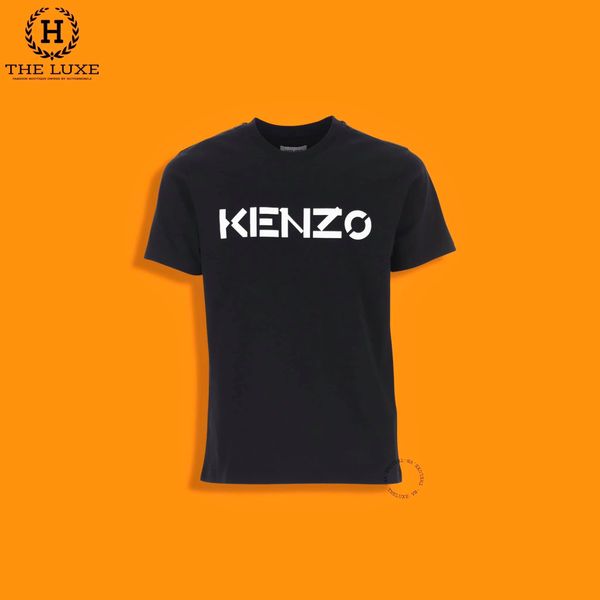 T-shirt Kenzo Đen Chữ Ngực Trắng