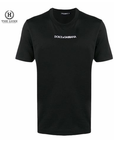  Tshirt Dolce & Gabbana đen thêu chữ trắng ngực 