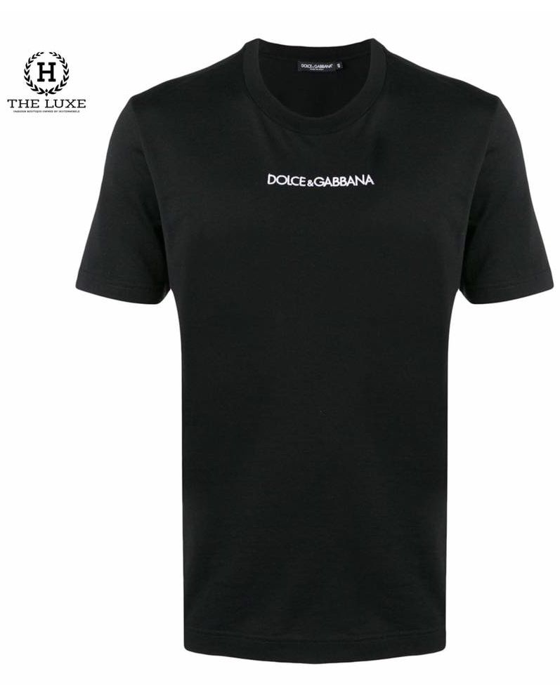 Tshirt Dolce & Gabbana đen thêu chữ trắng ngực