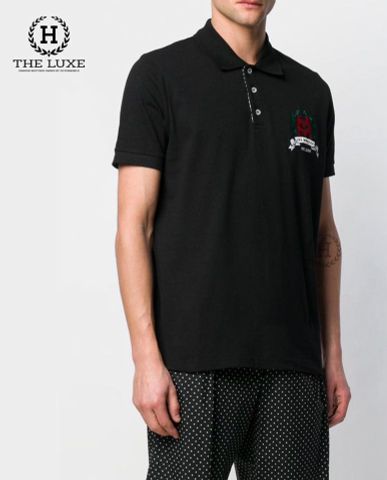  Polo Love Moschino đen thêu logo ngực new season19 