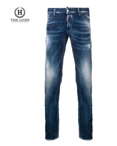  Jeans Dsquared2 xanh mài nhẹ tag xanh rêu dáng Slim 