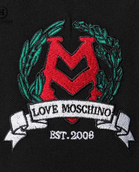 Polo Love Moschino đen thêu logo ngực new season19