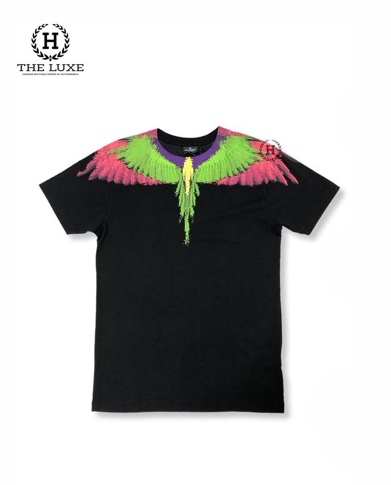 T-shirt Marcelo Burlon Đen Cánh Chim Nhiều Màu