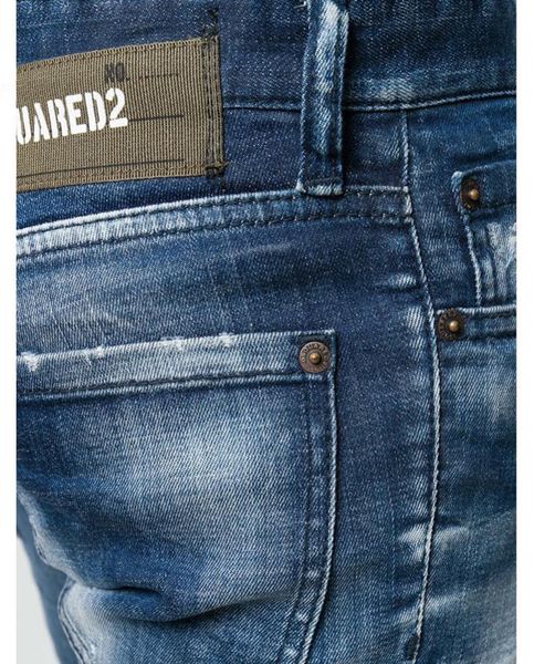 Jeans Dsquared2 xanh mài nhẹ tag xanh rêu dáng Slim