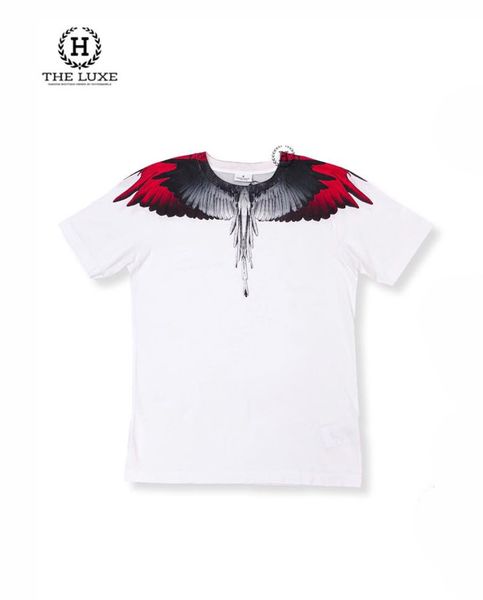 T-shirt Marcelo Burlon Trắng Chim Ghi