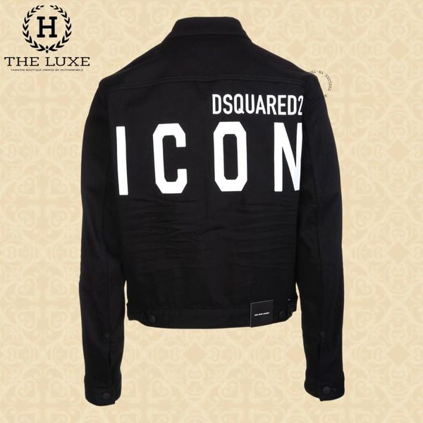 Áo Khoác Jean Dsquared2 Đen Chữ Icon