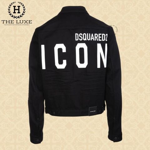  Áo Khoác Jean Dsquared2 Đen Chữ Icon 