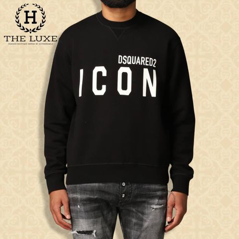  Áo Nỉ Dsquared2 đen hoạ tiết chữ trắng Icon 